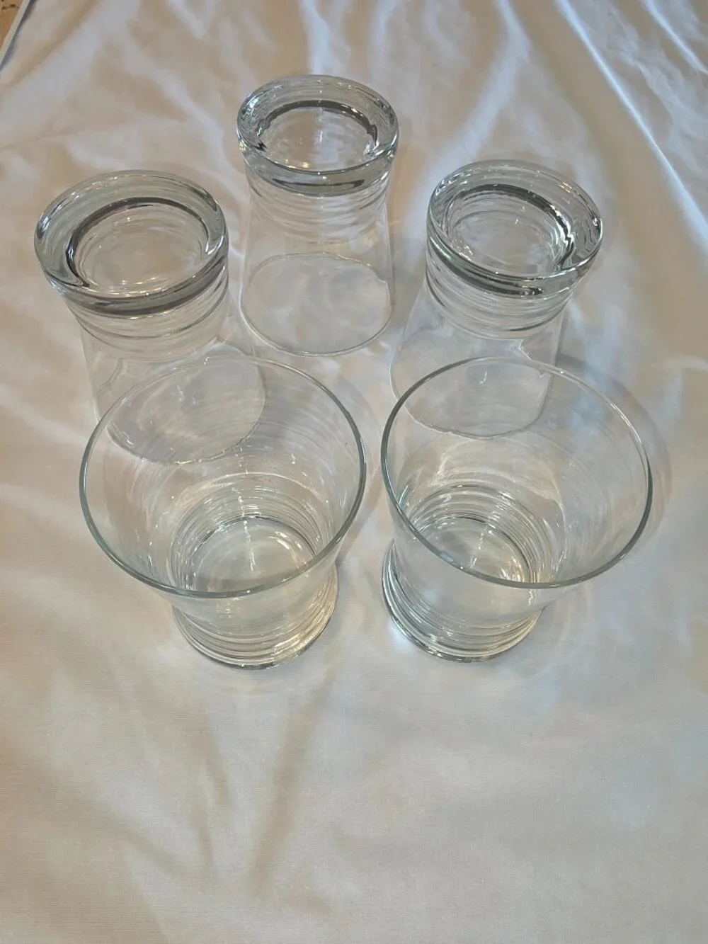 Glass Tumblers Set of 5 Ribbed Bottom Clear Drinkware Bar Water Glasses